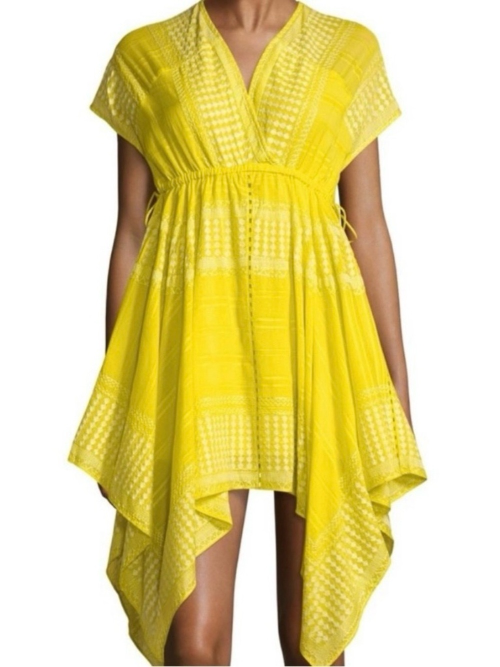 TRYB Allie Bright Yellow Handkerchief Hem Summer Dress NWT